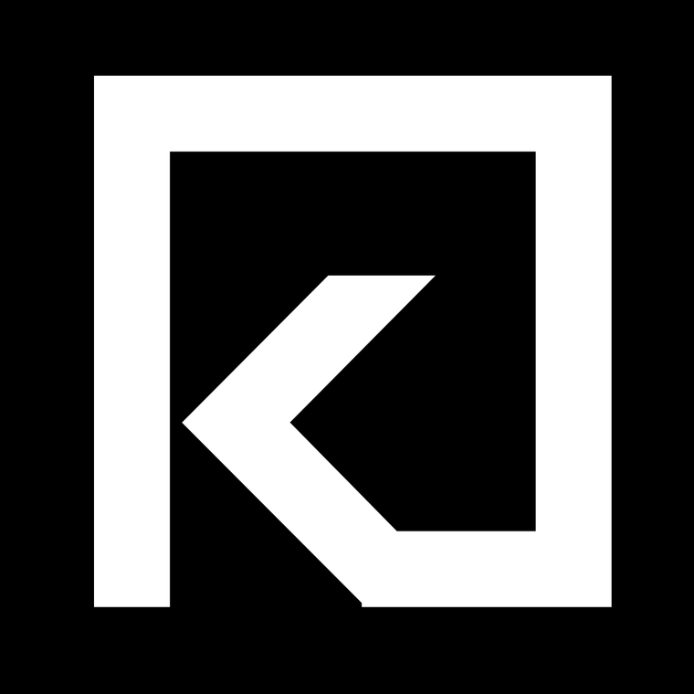 An app icon with a white letter K on a black square.